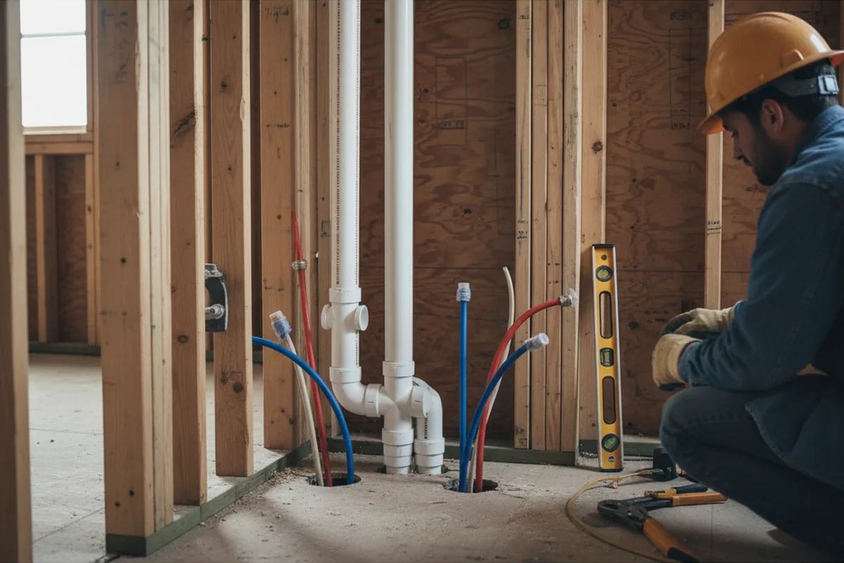 Drain and supply rough-in during Toilet Repair and Installation in Staley