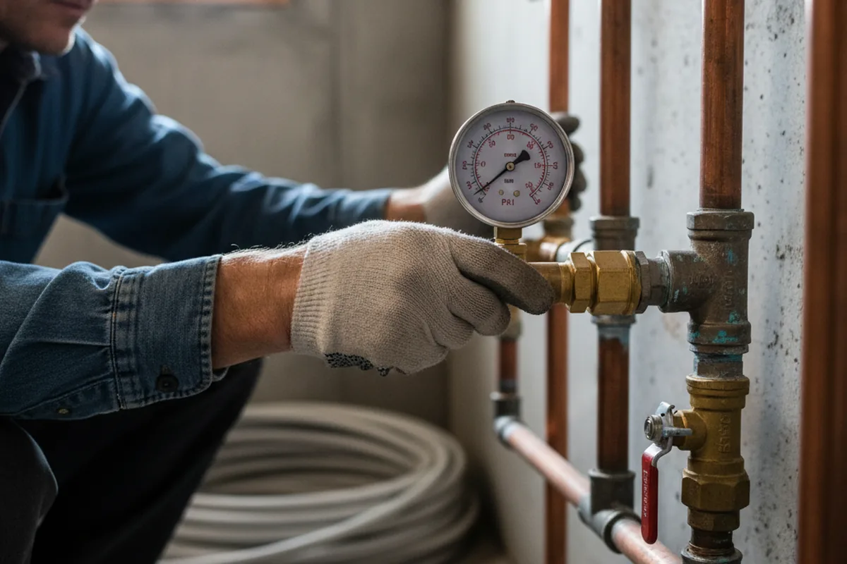 Pressure testing a repaired line during Water Line Repair in Staley